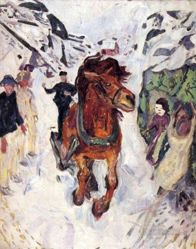  1912 Oil Painting - galloping horse 1912 Edvard Munch